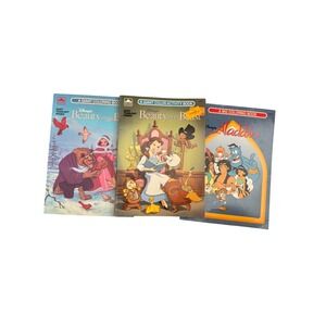 VTG Disney Coloring Books Beauty Beast Aladdin Giant Color Activity Book x3 used